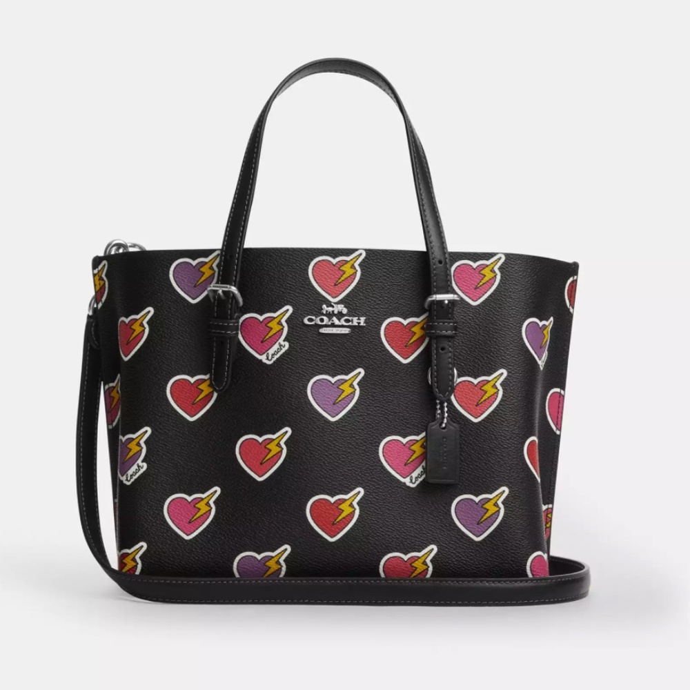 Authentic Mollie Tote Bag 25 With Heart Bolt Print
